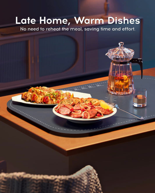 Willing 250W Food Warming Mat 3-Temperature Setting Home Food Warmer Portable Warming Trays For Stainless Steel Ceramic, Glass Enamelware
