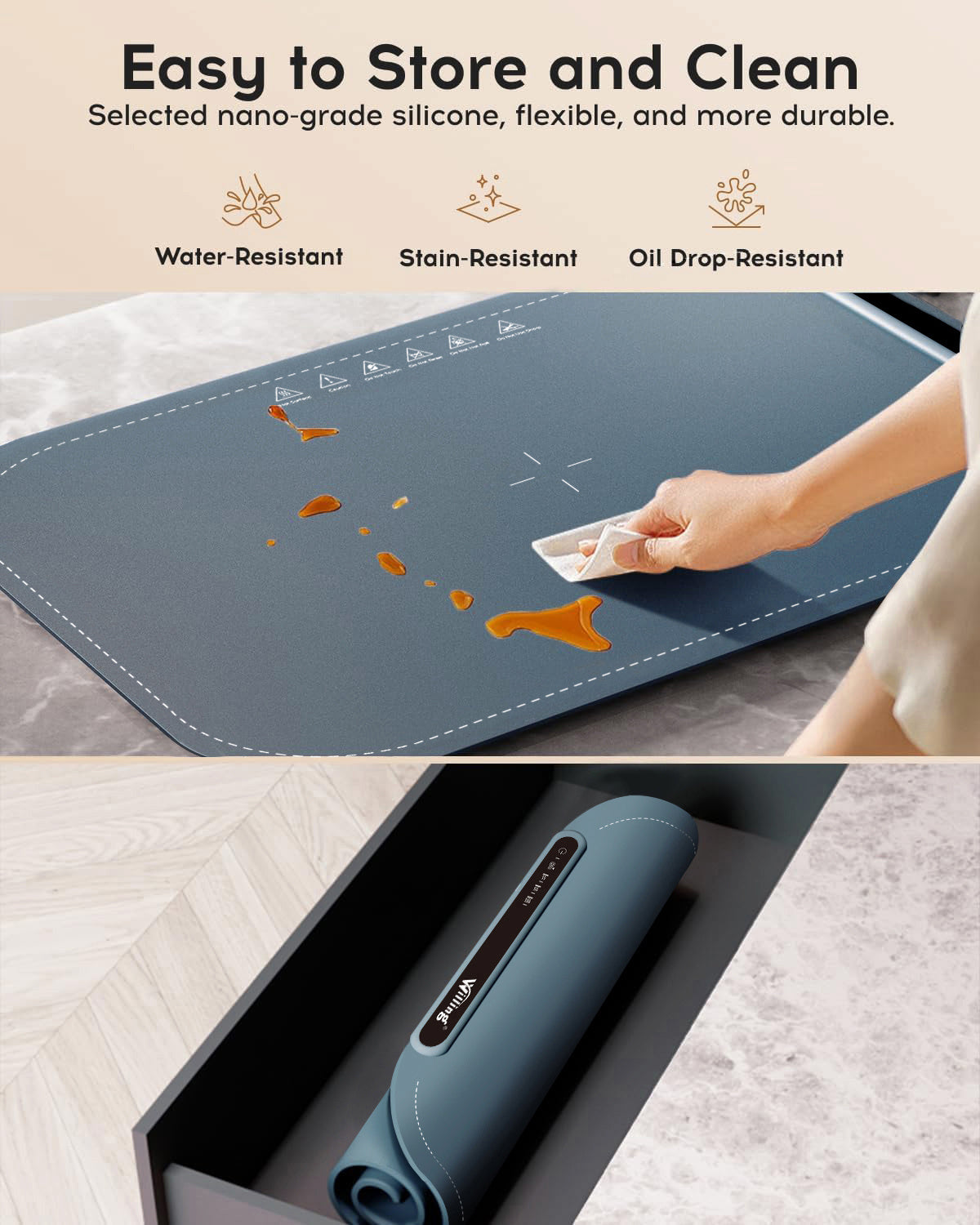 Willing 250W Food Warming Mat 3-Temperature Setting Home Food Warmer Portable Warming Trays For Stainless Steel Ceramic, Glass Enamelware