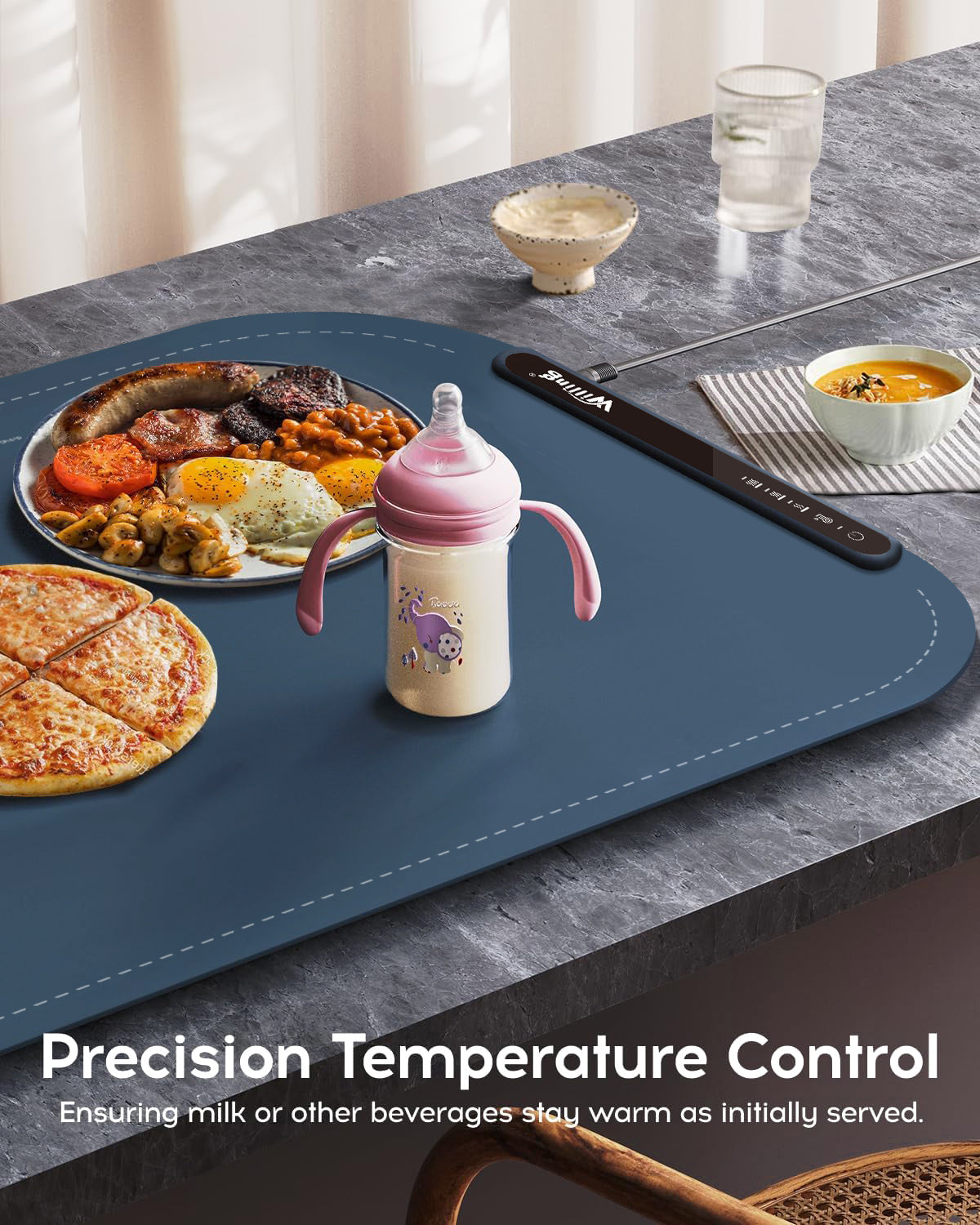Willing 250W Food Warming Mat 3-Temperature Setting Home Food Warmer Portable Warming Trays For Stainless Steel Ceramic, Glass Enamelware